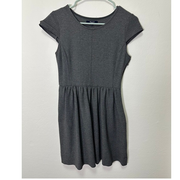 Madewell 1937 Women's Dark Gray Cap Sleeve Fit and Flare Dress Size S, Pockets - Picture 2 of 8